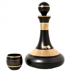 Набор для вина 7 предметов (графин 1,25 л + 6 стаканов по 150 мл) чёрный  Egermann "Версаче золото" / 139084