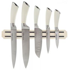 Набор кухонных ножей 6 предметов на магнитном держателе бежевые "Agness" / 198952