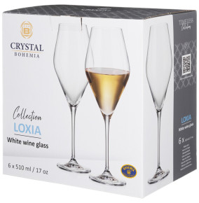 Бокалы для белого вина 510 мл 6 шт  Crystalite Bohemia "Loxia /Локсия /Без декора"  / 304042