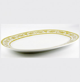 Блюдо 38 см овальное  Bavarian Porcelain "Александрия /Золотой узор на белом" / 069086