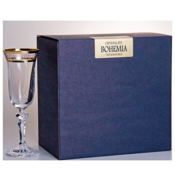 Бокалы для шампанского 150 мл 6 шт  Crystalite Bohemia &quot;Лаура /Золотые листики&quot; / 028674