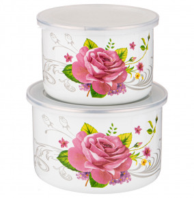Набор посуды 3 предмета (кастрюля + 2 миски глубокие с пластик.крышками)  Agness "Роза" / 271610