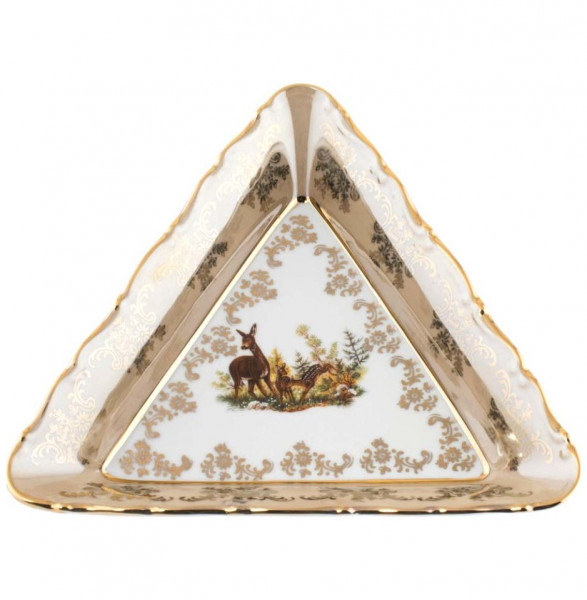 Салатник 19 см треугольный  Royal Czech Porcelain &quot;Хаппа /Охота бежевая&quot; / 203500