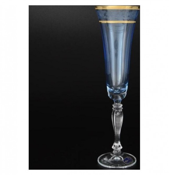 Бокалы для шампанского 180 мл 6 шт аквамариновые  Crystalex CZ s.r.o. &quot;Виктория /437877&quot; / 026435