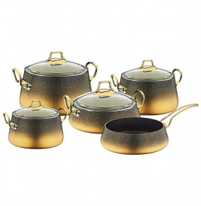 Набор посуды 9 предметов антипригарное покрытие черно-золотой индукция  O.M.S. Collection "KEOPS SETS" / 295809