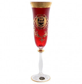 Бокалы для шампанского 190 мл 6 шт красные  Balvinglass "Анжела /Богемия /Антик золото" Б-Г / 146152