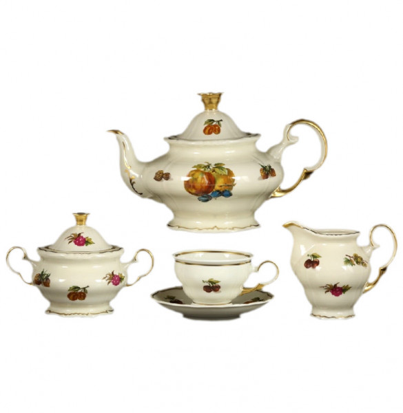 Чайный сервиз на 6 персон 15 предметов  Bohemia Porcelan Moritz Zdekauer 1810 s.r.o. &quot;Анжелика /Ягодно-Фруктовый /СК&quot; / 066298