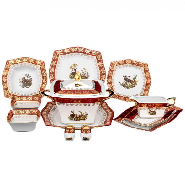 Столовый сервиз на 6 персон 26 предметов  Royal Czech Porcelain &quot;Львов /Охота красная&quot; / 203465