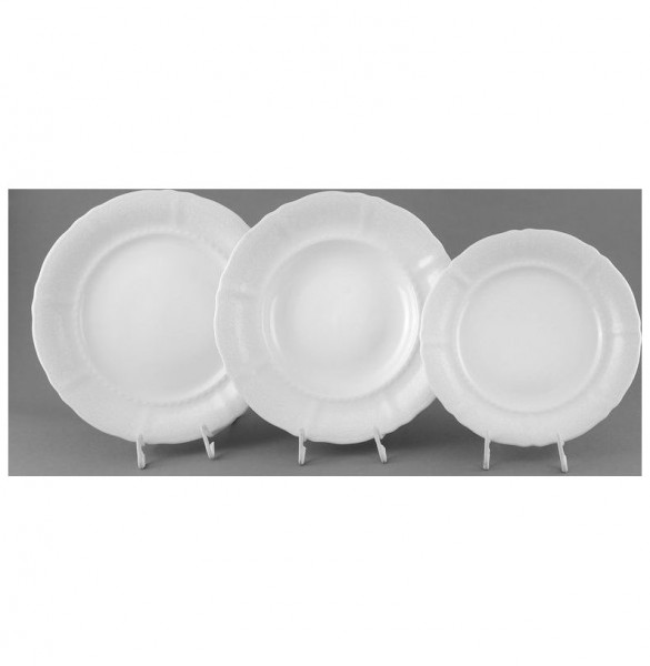 Набор тарелок 18 предметов (19, 23, 25 см)  Leander &quot;Соната /Белый узор&quot; / 158438
