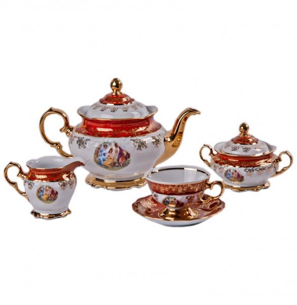 Чайный сервиз на 6 персон 15 предметов  Bavarian Porcelain &quot;Фредерика /Мадонна красная&quot; / 090865