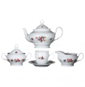 Чайный сервиз на 6 персон 15 предметов высокая чашка  Bohemia Porcelan Moritz Zdekauer 1810 s.r.o. "Лиана /Весенний букет" / 046560