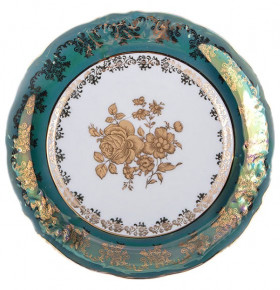 Набор тарелок 24 см 6 шт  Royal Czech Porcelain "Фредерика /Золотая роза /Зеленая" / 203881