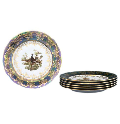 Набор тарелок 17 см 6 шт  Royal Czech Porcelain &quot;Аляска /Охота зеленая&quot; / 203986