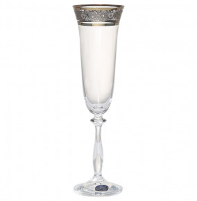 Бокалы для шампанского 190 мл 6 шт  Crystalex CZ s.r.o. "Анжела /Цветочный узор на платине" / 005193