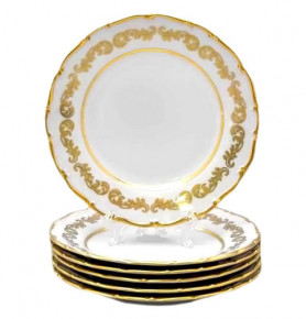 Набор тарелок 19 см 6 шт  Bohemia Porcelan Moritz Zdekauer 1810 s.r.o. "Анжелика /Золотые вензеля" / 042107