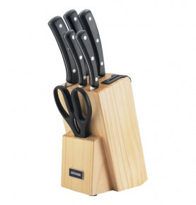 Набор кухонных ножей 7 предметов на подставке с ножеточкой  NADOBA "HELGA" / 164549
