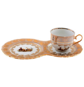 Чайная пара для завтрака 200 мл 1 шт  Royal Czech Porcelain "Аляска /Охота бежевая" / 204039