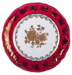 Набор тарелок 24 см 6 шт  МаМ декор "Фредерика /Золотая роза /красная" / 133812