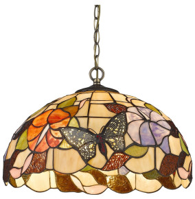 Светильник потолочный 2 рожковый  Velante "Tiffany" Цветы и бабочки / 304763
