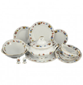 Столовый сервиз на 6 персон 28 предметов  Royal Czech Porcelain "Болеро /Полевой букет /Отводка золото" / 096778