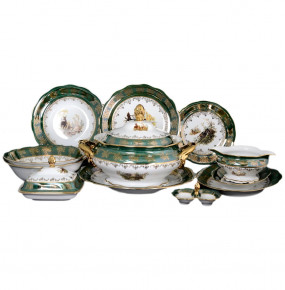 Столовый сервиз на 6 персон 27 предметов  Royal Czech Porcelain "Фредерика /Охота зелёная" / 086870