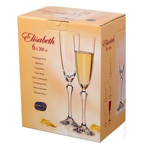 Бокалы для шампанского 200 мл 6 шт  Crystalex CZ s.r.o. &quot;Элизабет /Без декора&quot; / 005904