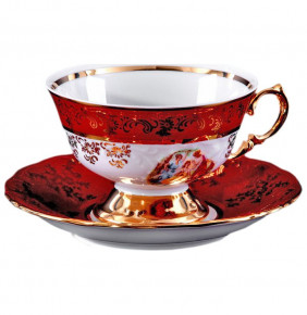 Набор чайных пар 200 мл 6 шт  Bavarian Porcelain "Фредерика /Мадонна красная" / 092040