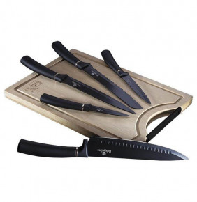 Набор кухонных ножей 6 предметов с разделочной доской  Berlinger Haus "Black Silver" / 280750