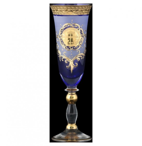 Бокалы для шампанского 160 мл 6 шт синие  Bohemia &quot;Грация /Богемия /Антик золото&quot; B-G / 086995
