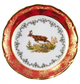 Тарелка 24 см 1 шт  Royal Czech Porcelain "Мария-Тереза /Охота красная" / 204398