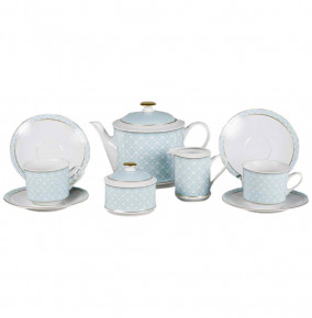 Чайный сервиз на 6 персон 15 предметов  Leander "Сабина /Голубое плетение" / 159129