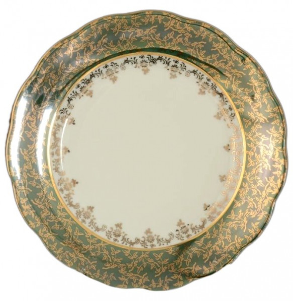 Набор тарелок 21 см 6 шт  Royal Czech Porcelain &quot;Фредерика /Зелёная /Золотые листики&quot; / 106382
