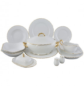 Столовый сервиз на 6 персон 27 предметов  Royal Czech Porcelain "Рококо /Отводка золото"  / 204829