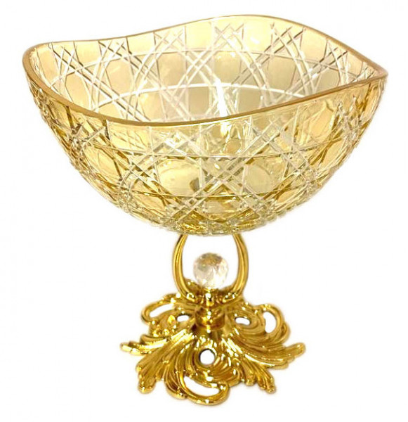 Креманка большая янтарная волнистая  Yagmur Hediyelik &quot;Dior /Отводка золото&quot;  / 270618