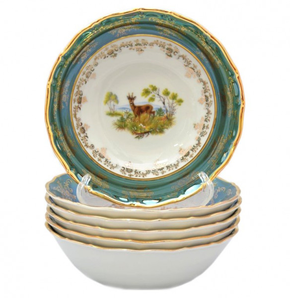 Набор салатников 16 см 6 шт  Royal Czech Porcelain &quot;Офелия /Охота зеленая&quot; / 203985