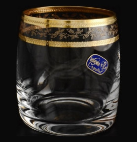 Стаканы для виски 290 мл 6 шт  Crystalite Bohemia "Идеал /Золотые листики" / 005549