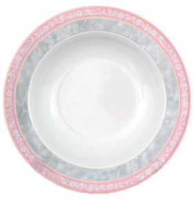 Набор тарелок 22 см 6 шт глубокие  Thun "Яна /Серый мрамор с розовым кантом" / 056353