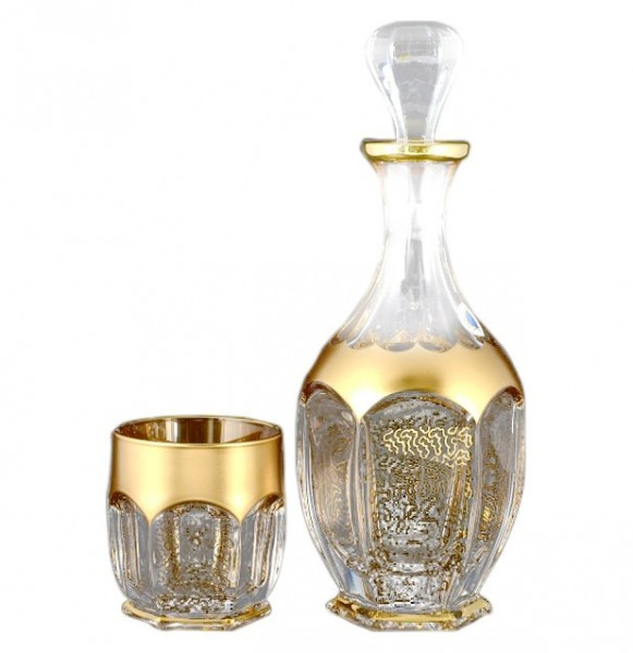 Набор для виски 7 предметов (гарфин + 6 стаканов)  Crystalite Bohemia &quot;Сафари /Матовое золото&quot; / 094179