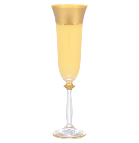 Бокалы для шампанского 190 мл 6 шт белые  Bohemia &quot;Анжела /Матовая полоса /золото&quot; AS Crystal / 145966