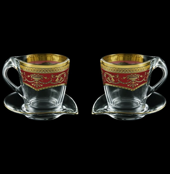 Чайные пары 260 мл 4 предмета (2 чашки + 2 блюдца) &quot;Astra Gold /Красная&quot; / 107160