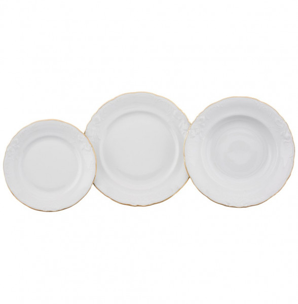 Набор тарелок 18 предметов (19, 24, 25 см)  Royal Czech Porcelain &quot;Фредерика /Отводка золото&quot; / 203699
