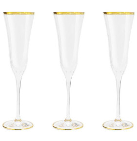 Бокалы для шампанского 175 мл 6 шт  Same Crystal "Сабина /Отводка золото" (подарочная упаковка) / 300253