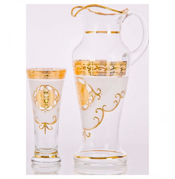 Набор для воды 7 предметов (кувшин + 6 стаканов)  Bohemia &quot;Иксовка /Богемия /Антик золото&quot; / 065262