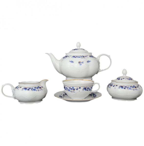 Чайный сервиз на 6 персон 15 предметов  Thun &quot;Николь /Синие цветы&quot; / 036223