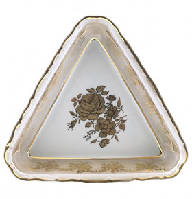 Салатник 19 см 1 шт треугольный  Royal Czech Porcelain "Хаппа /Золотая роза /Бежевая" / 203920