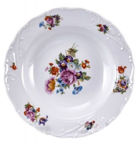Набор тарелок 23 см 6 шт глубокие  Bohemia Porcelan Moritz Zdekauer 1810 s.r.o. "Лиана /Весенний букет" / 051052