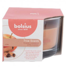 Свеча ароматическая 6,3 х 9 см в стекле  Bolsius "True scents /Яблоко с корицей" (время горения 24 ч) / 262614