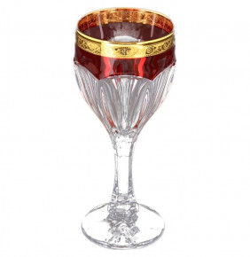 Бокалы для белого вина 190 мл 6 шт  Crystalite Bohemia "Сафари /Рубин с золотом" / 124834