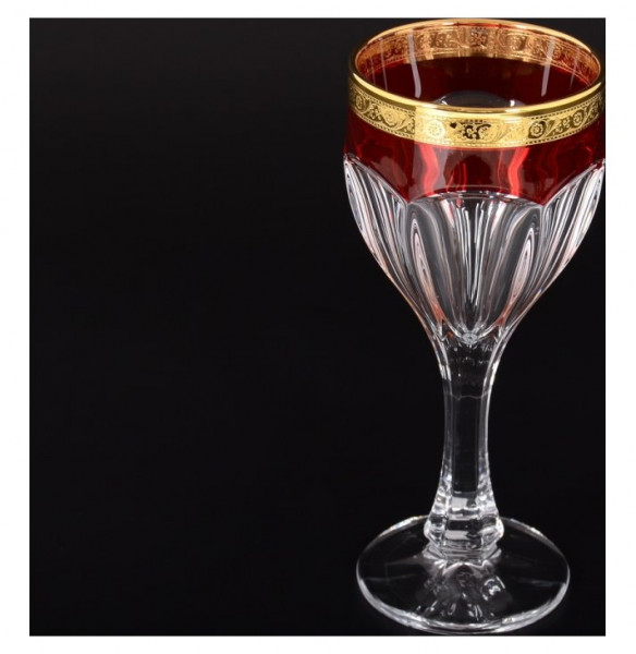 Бокалы для белого вина 190 мл 6 шт  Crystalite Bohemia &quot;Сафари /Рубин с золотом&quot; / 124834