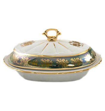 Масленка  Royal Czech Porcelain &quot;Мария-Тереза /Золотая роза /Зеленая&quot; / 203535